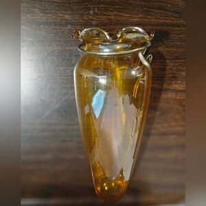Fenton Vintage  Elegant Amber Glass Vase For Model T Ford With Clasps